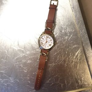 Fossil gold and leather watch